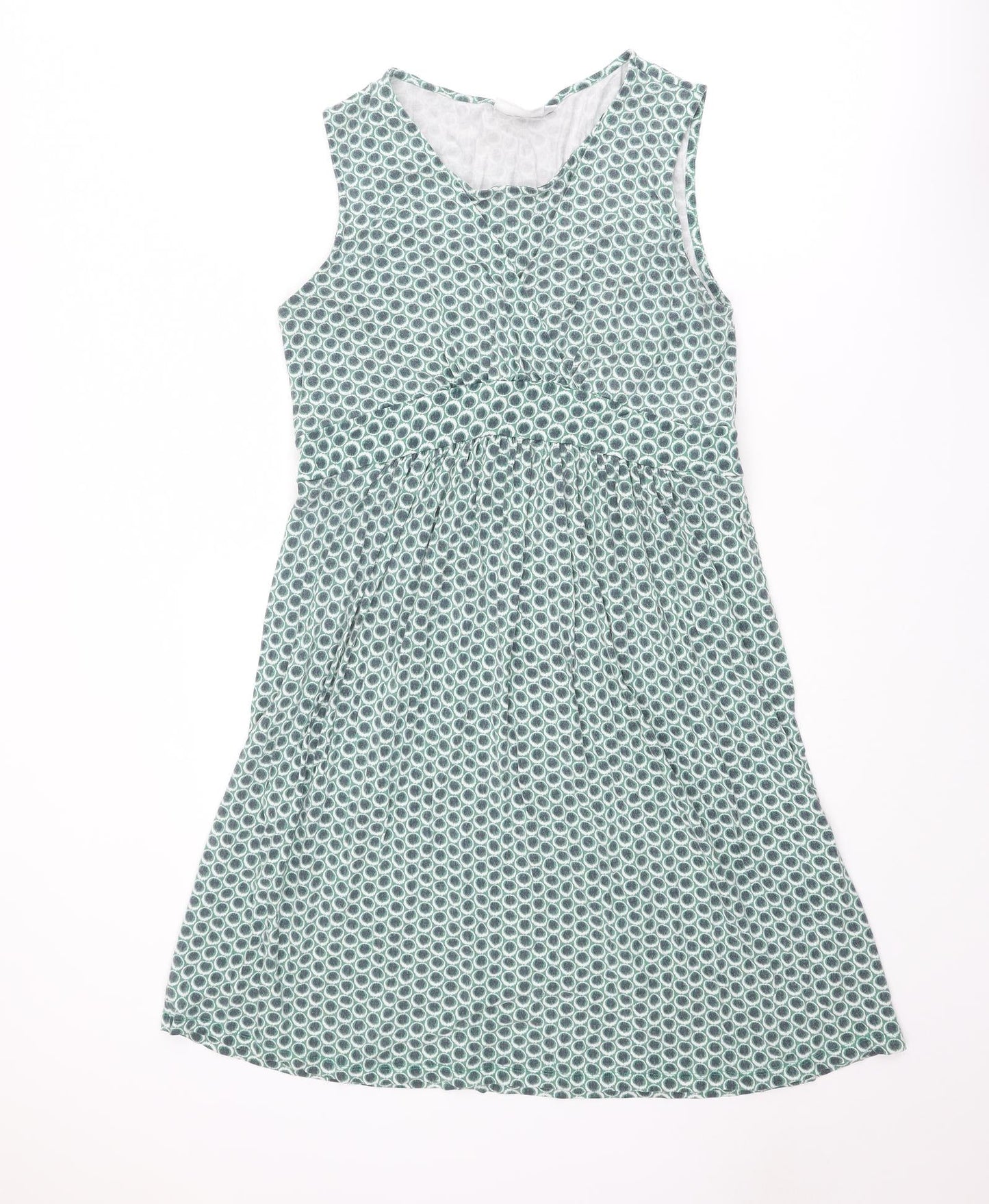 JoJo Maman Bébé Womens Green Geometric Cotton Trapeze & Swing Size L Round Neck Pullover