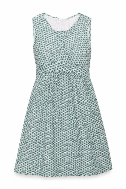 JoJo Maman Bébé Womens Green Geometric Cotton Trapeze & Swing Size L Round Neck Pullover