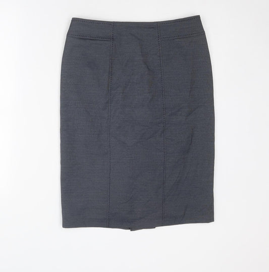 Marks and Spencer Womens Blue Polyester Straight & Pencil Skirt Size 10 Zip