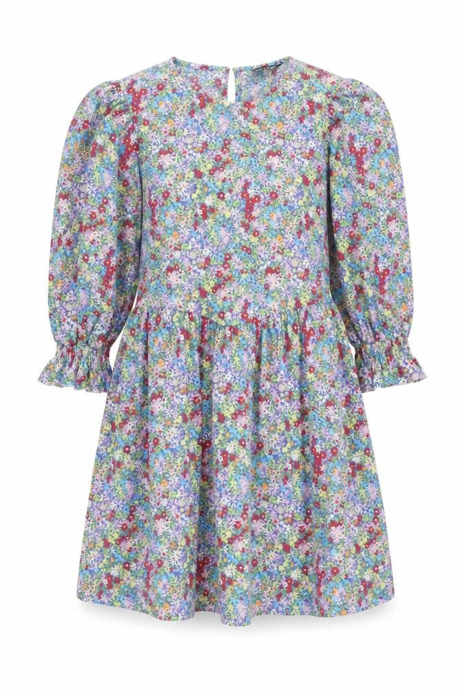 Miss Selfridge Womens Multicoloured Floral Polyester A-Line Size 14 Round Neck Button