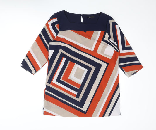 Autograph Womens Multicoloured Geometric Polyester Tunic Blouse Size 14 Square Neck
