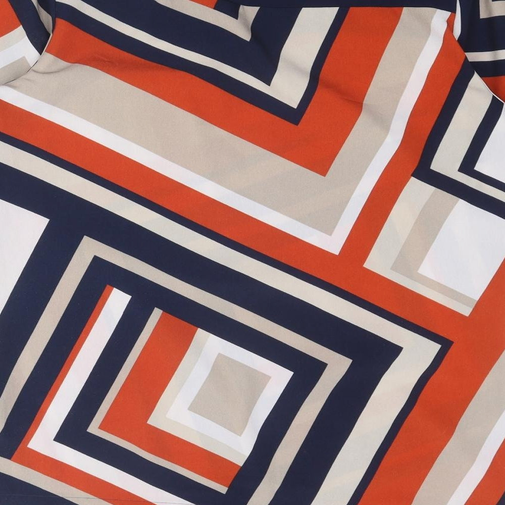 Autograph Womens Multicoloured Geometric Polyester Tunic Blouse Size 14 Square Neck