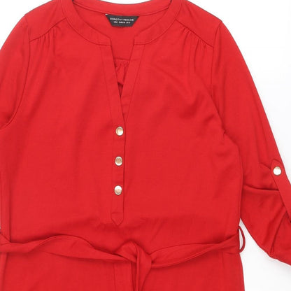 Dorothy Perkins Womens Red Polyester A-Line Size 10 Round Neck Snap