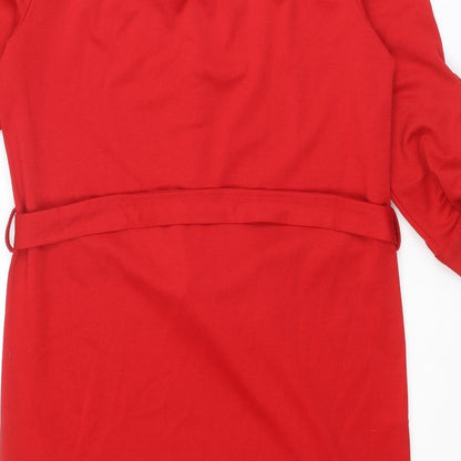 Dorothy Perkins Womens Red Polyester A-Line Size 10 Round Neck Snap