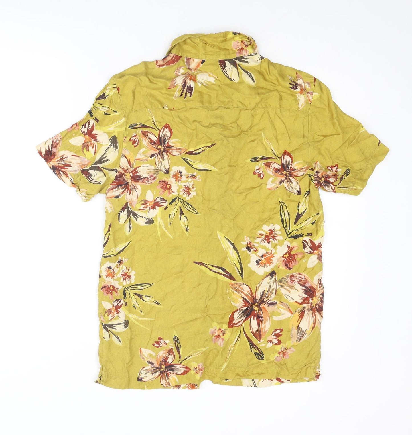 River Island Mens Green Fair Isle Viscose Button-Up Size S Collared Button