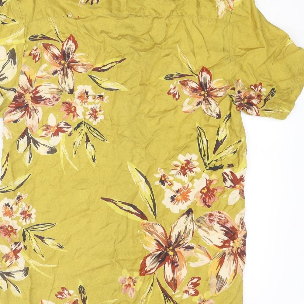 River Island Mens Green Fair Isle Viscose Button-Up Size S Collared Button