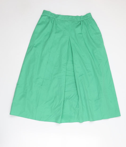 Country Casuals Womens Green Polyester A-Line Skirt Size 14 Zip
