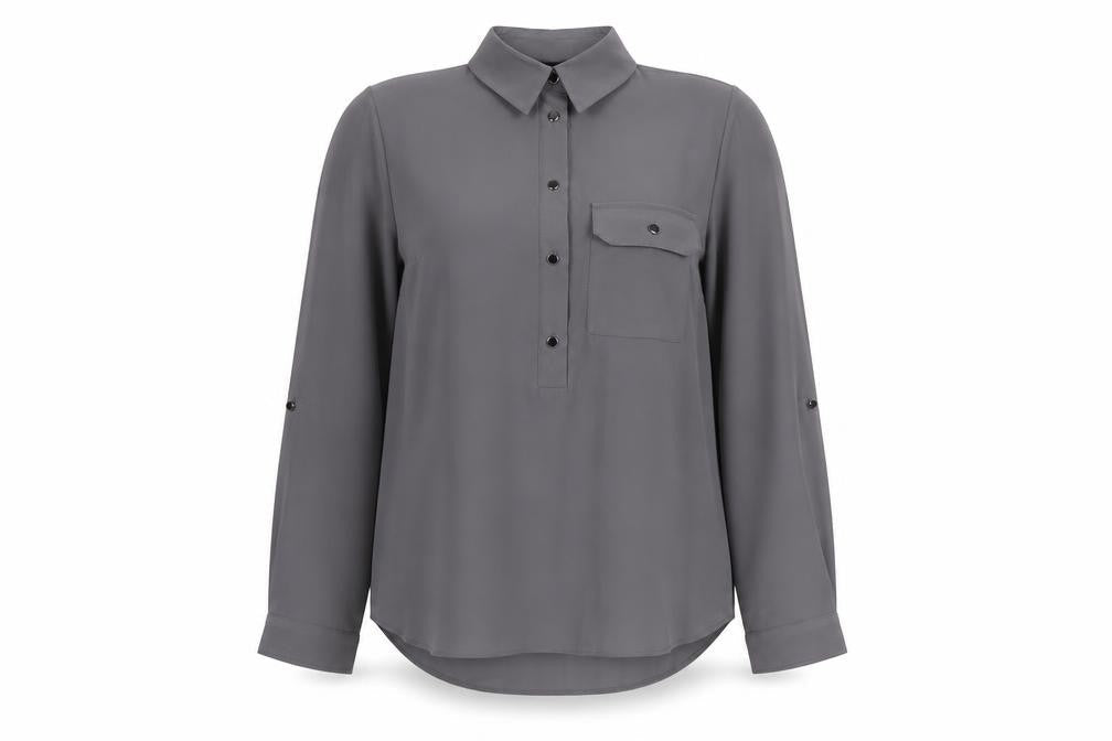 Womens UK Size 6 Dorothy Perkins Grey Basic Blouse