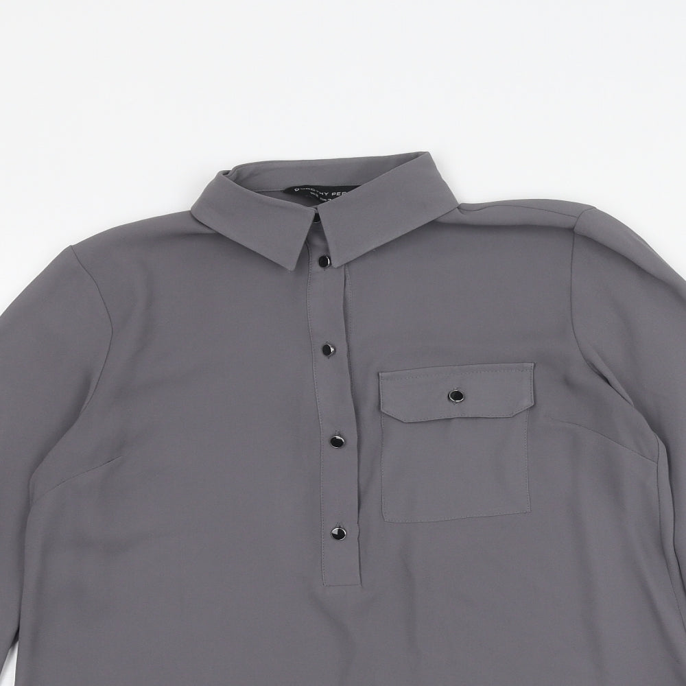 Womens UK Size 6 Dorothy Perkins Grey Basic Blouse