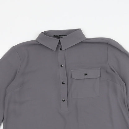 Womens UK Size 6 Dorothy Perkins Grey Basic Blouse