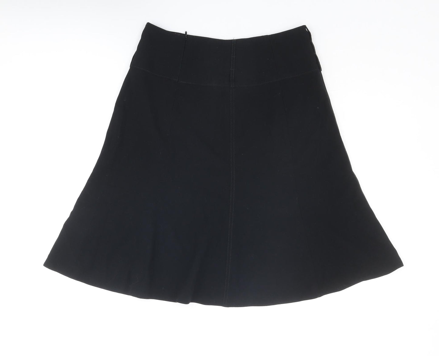 Marks and Spencer Womens Black Polyester Swing Skirt Size 10 Zip