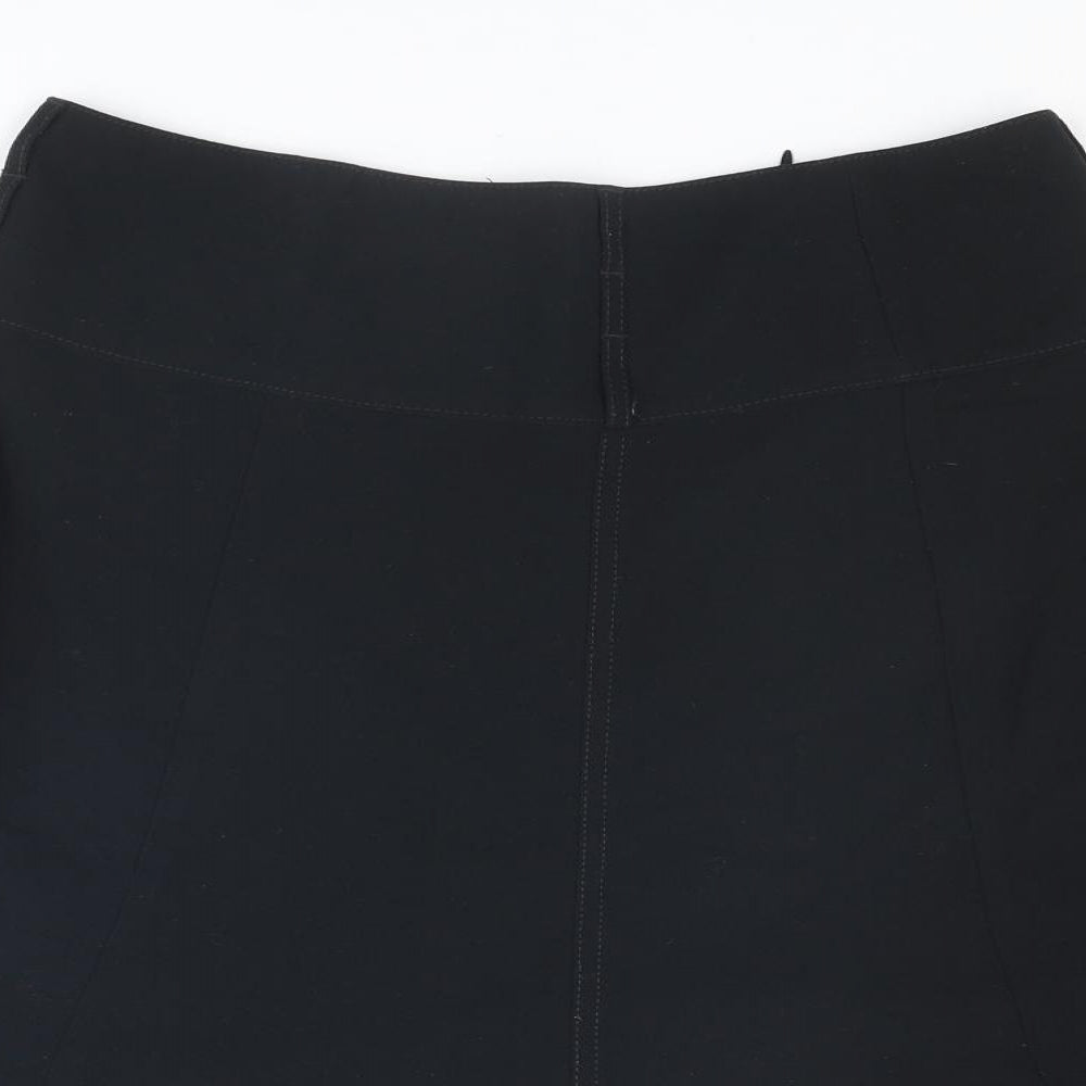 Marks and Spencer Womens Black Polyester Swing Skirt Size 10 Zip