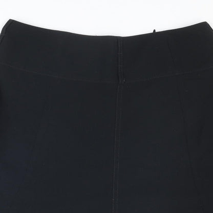 Marks and Spencer Womens Black Polyester Swing Skirt Size 10 Zip