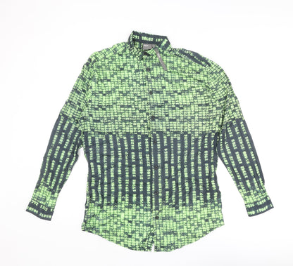 ASOS Mens Multicoloured Geometric Cotton Button-Up Size XS Collared Button - Numbers