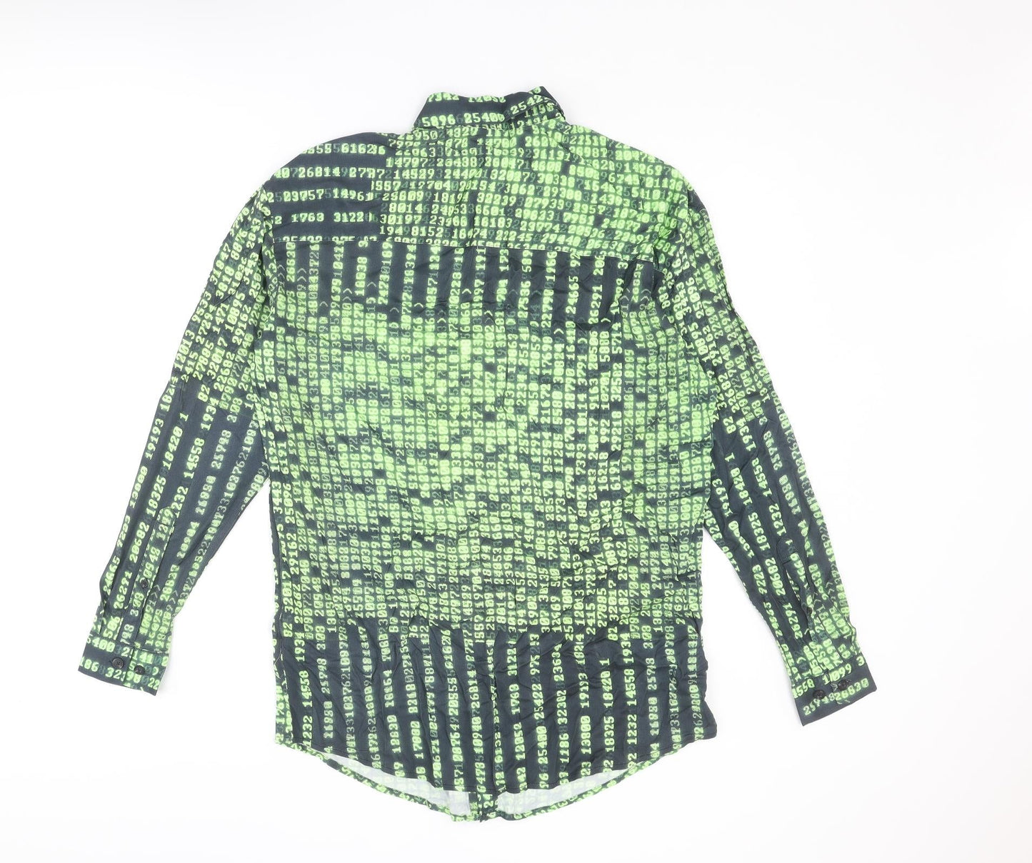 ASOS Mens Multicoloured Geometric Cotton Button-Up Size XS Collared Button - Numbers