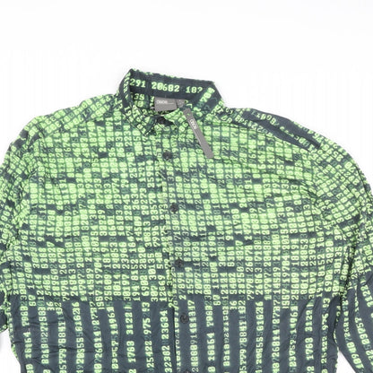 ASOS Mens Multicoloured Geometric Cotton Button-Up Size XS Collared Button - Numbers