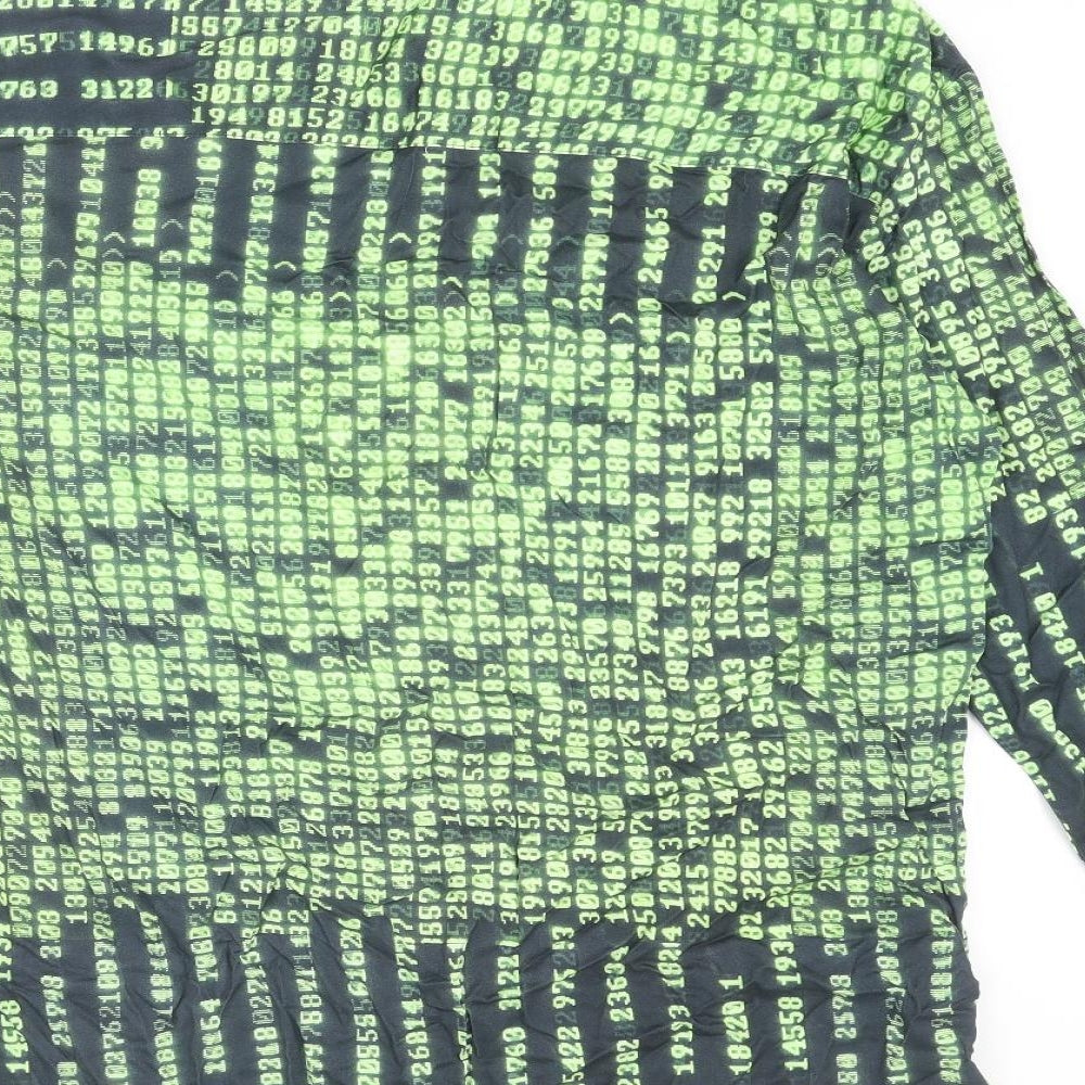 ASOS Mens Multicoloured Geometric Cotton Button-Up Size XS Collared Button - Numbers