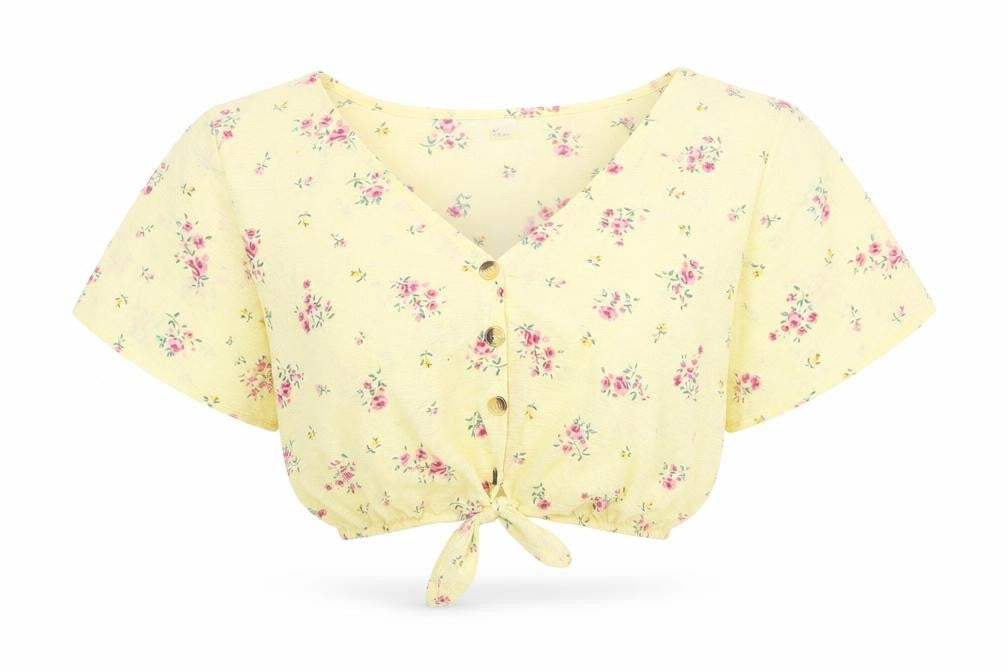 Womens UK Size S Divided by H&M Yellow Cropped Button-Up