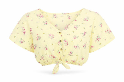 Womens UK Size S Divided by H&M Yellow Cropped Button-Up