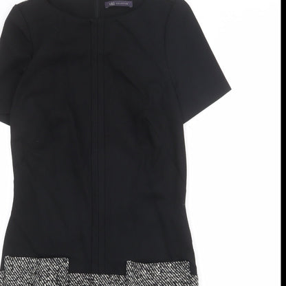 Marks and Spencer Womens Black Colourblock Polyester Sheath Size 8 Boat Neck Zip