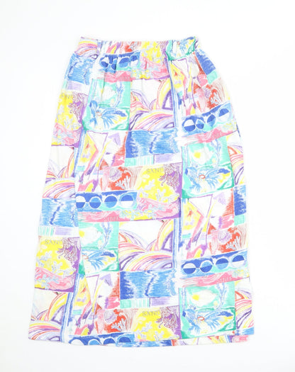 Emreco Womens Multicoloured Geometric Polyester A-Line Skirt Size 12
