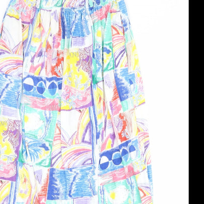 Emreco Womens Multicoloured Geometric Polyester A-Line Skirt Size 12