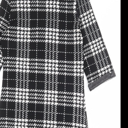 Krisp Womens Black Plaid Polyester Pencil Dress Size 8 Round Neck Zip