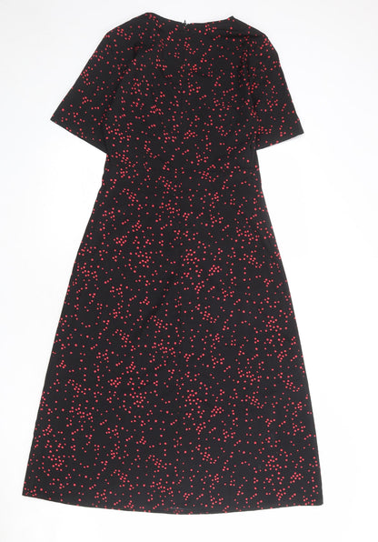 Nasty Gal Womens Black Geometric Polyester A-Line Size 8 V-Neck Zip