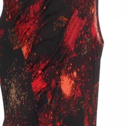 Marks and Spencer Womens Black Geometric Polyester Pencil Dress Size 10 Boat Neck Pullover