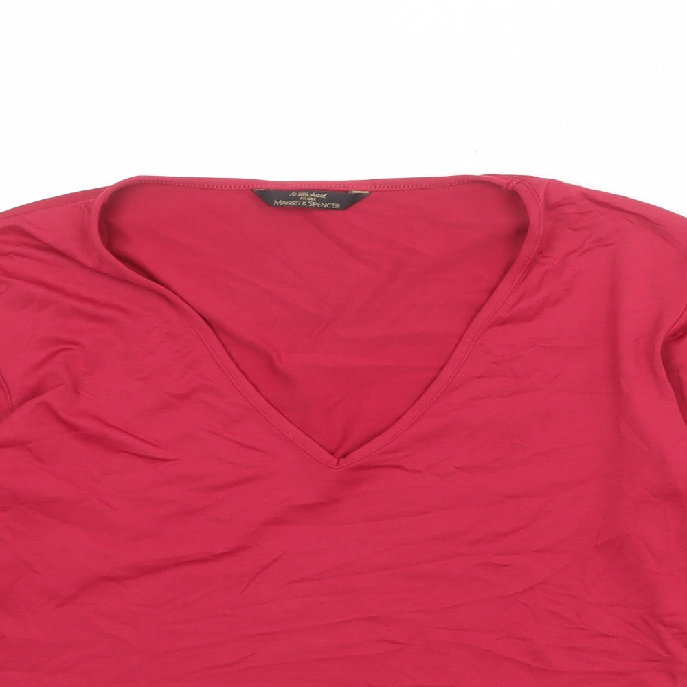 Womens UK Size 10 St Michael Pink Basic T-Shirt