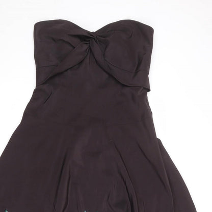 Monsoon Womens Brown Floral Polyester A-Line Size 12 Sweetheart Zip - Strapless