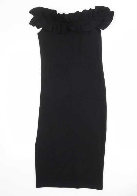 Zara Womens Black Polyester Sheath Size M Off the Shoulder Pullover