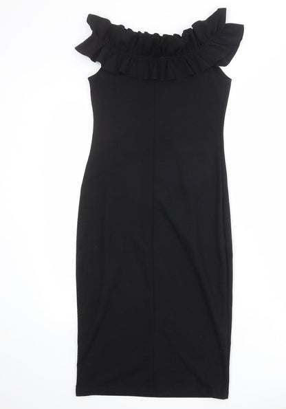 Zara Womens Black Polyester Sheath Size M Off the Shoulder Pullover