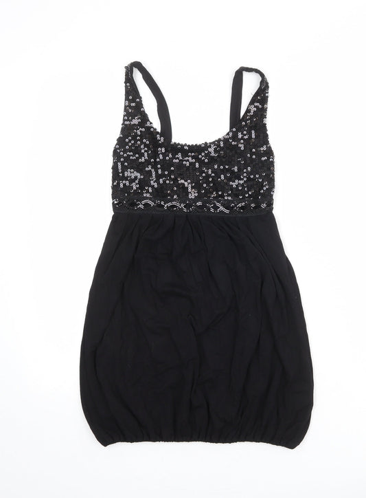 Womens UK Size 8 Rare Black Tunic Tank