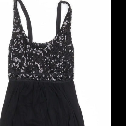 Womens UK Size 8 Rare Black Tunic Tank