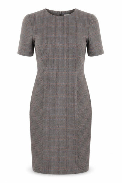 NEXT Womens Brown Plaid Polyester Pencil Dress Size 14 Round Neck Zip