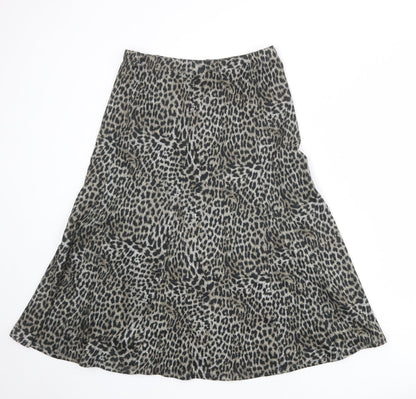 M&Co Womens Multicoloured Animal Print Polyester Swing Skirt Size 10 - Leopard pattern