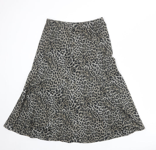M&Co Womens Multicoloured Animal Print Polyester Swing Skirt Size 10 - Leopard pattern