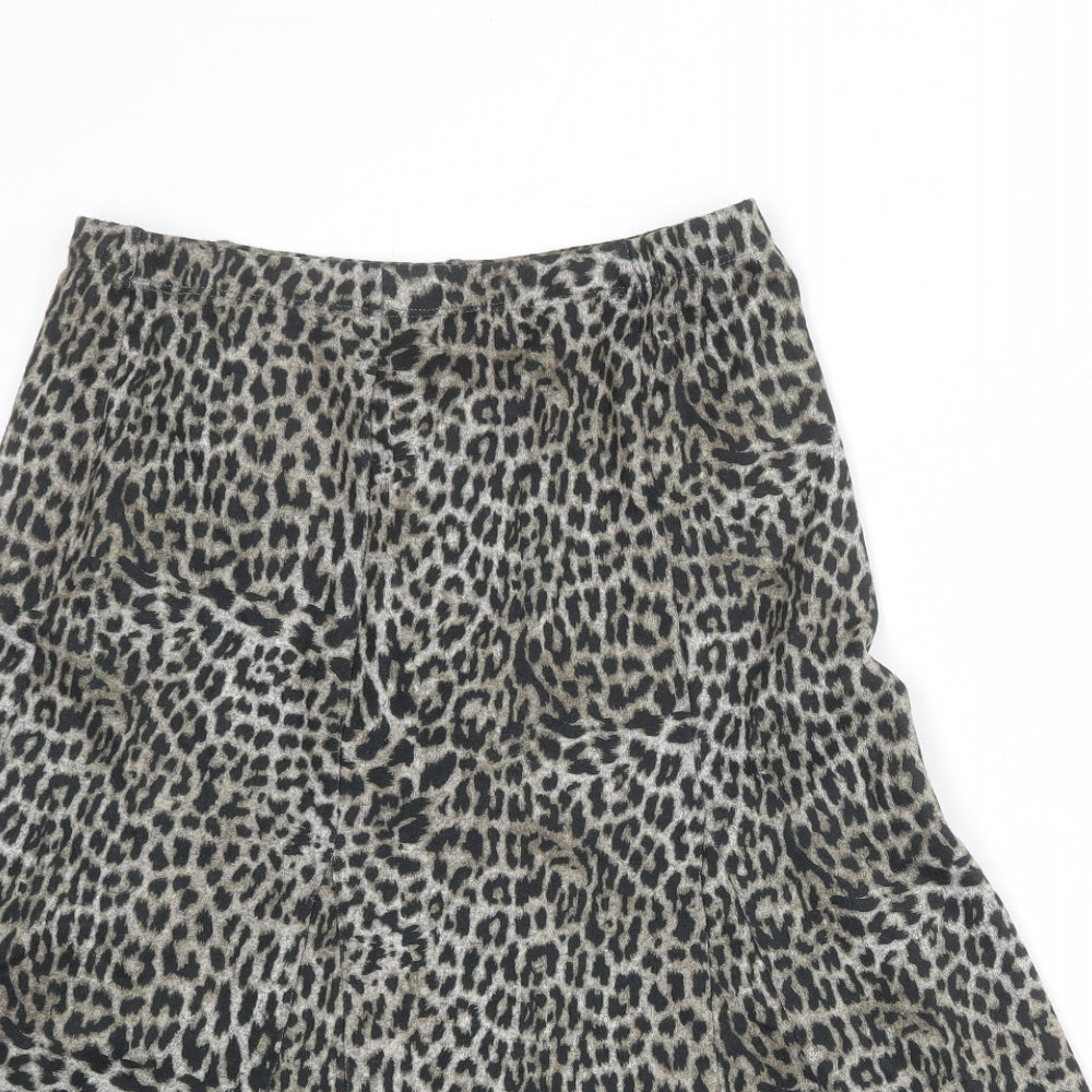 M&Co Womens Multicoloured Animal Print Polyester Swing Skirt Size 10 - Leopard pattern