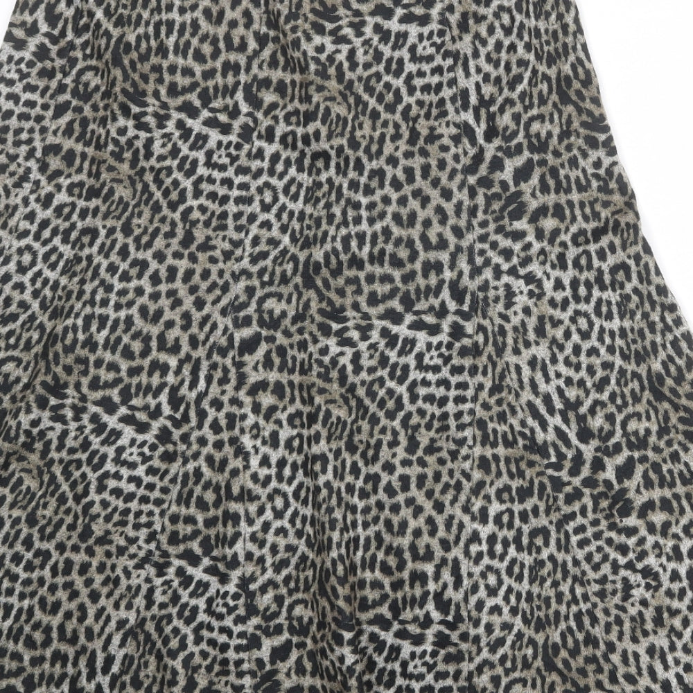 M&Co Womens Multicoloured Animal Print Polyester Swing Skirt Size 10 - Leopard pattern