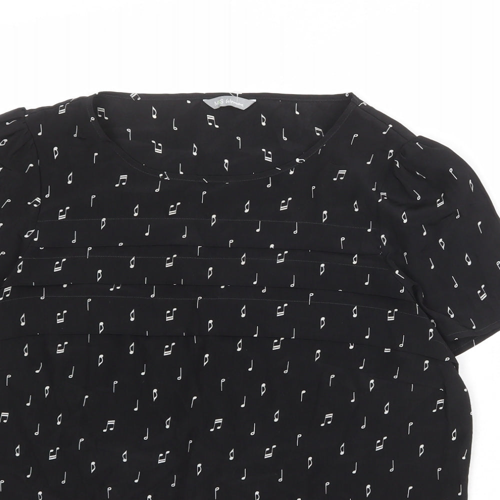 Womens UK Size 10 Marks and Spencer Black Basic T-Shirt