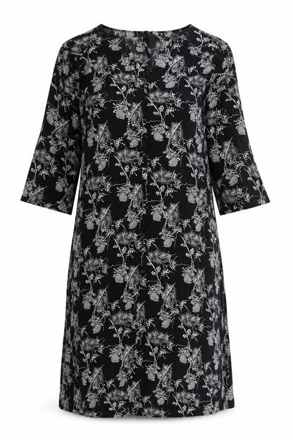 H&M Womens Black Geometric Polyester A-Line Size S V-Neck Button