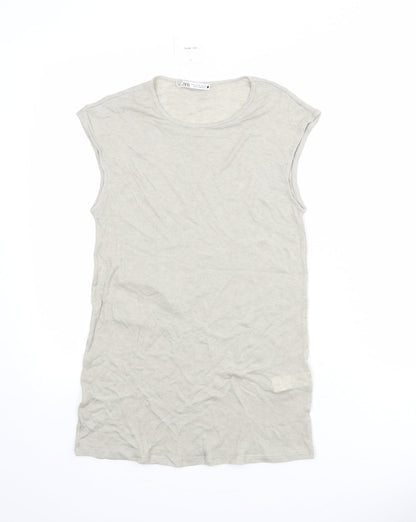 Womens UK Size M Zara Grey Basic T-Shirt