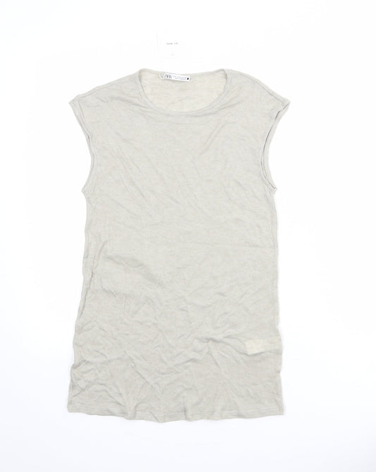 Womens UK Size M Zara Grey Basic T-Shirt