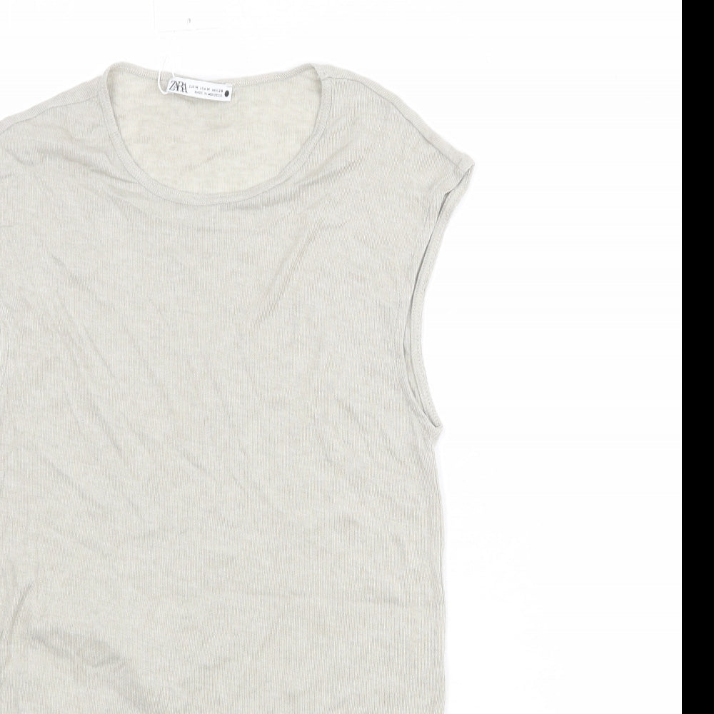 Womens UK Size M Zara Grey Basic T-Shirt