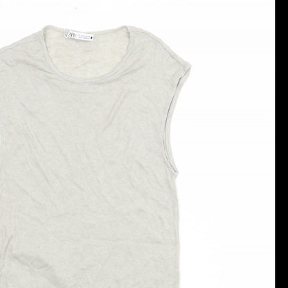 Womens UK Size M Zara Grey Basic T-Shirt