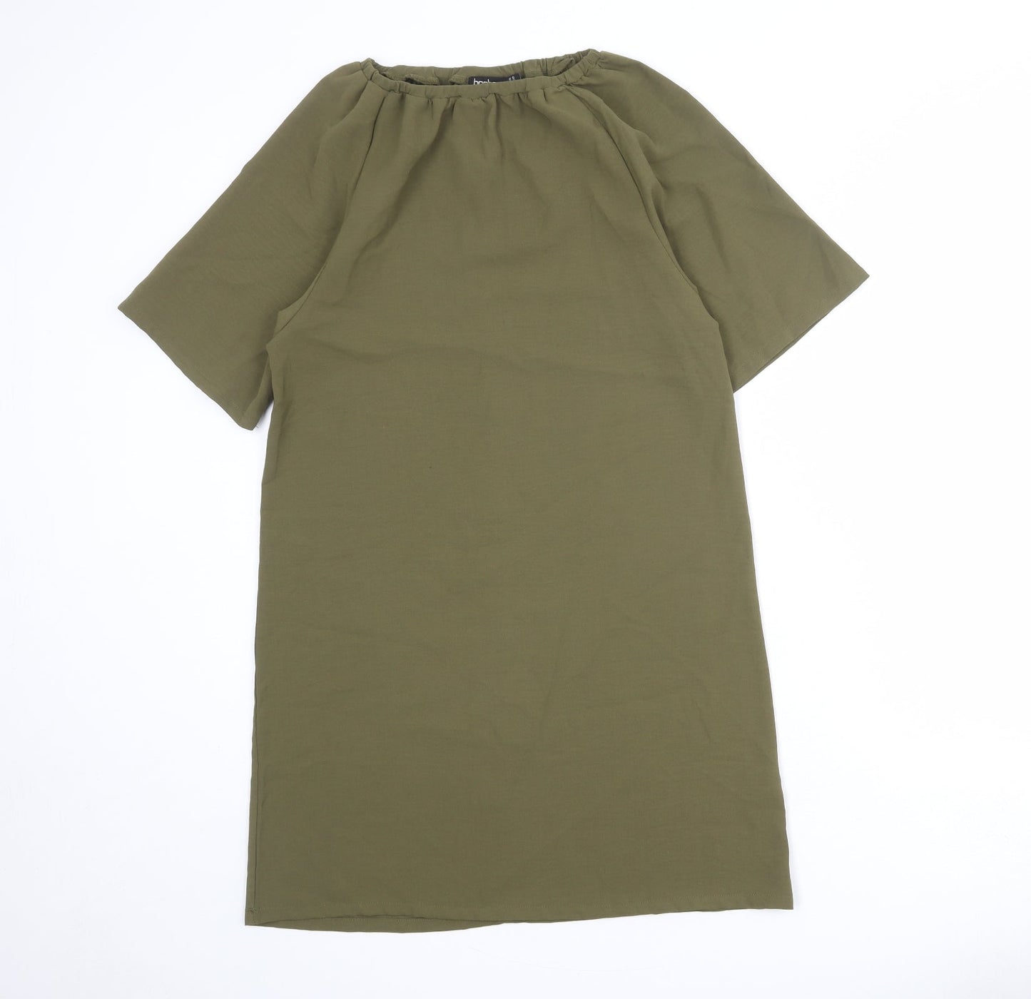 Boohoo Womens Green Polyester A-Line Size 6 Boat Neck Pullover