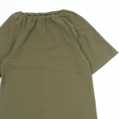 Boohoo Womens Green Polyester A-Line Size 6 Boat Neck Pullover