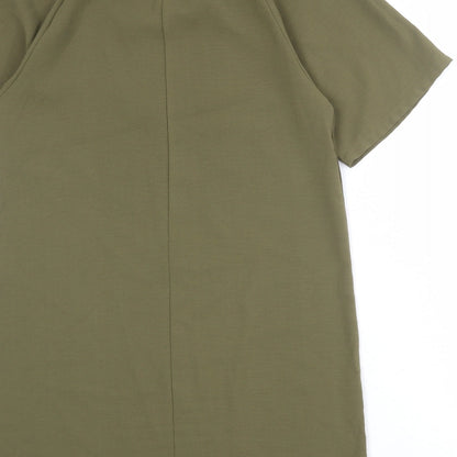 Boohoo Womens Green Polyester A-Line Size 6 Boat Neck Pullover