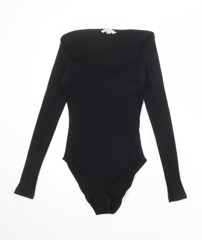 H&M Womens Black Viscose Bodysuit One-Piece Size 12 Pullover